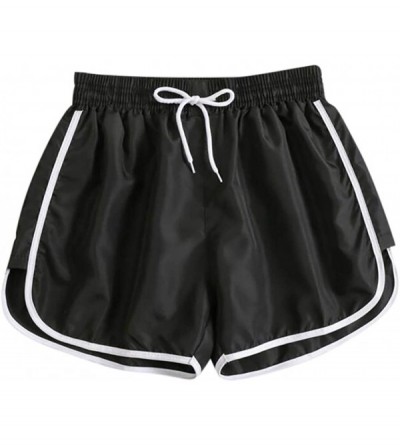 Bottoms Womens Shorts Summer Ladies Mid Rise Drawstring Sports Casual Beach Shorts Wide Leg Sleepwear Pajama Loungewear Black...
