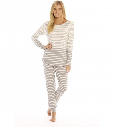 Sets Women Sleepwear Pant Sets Woman Pajamas - Heather / Cream - CS187WLYQEO $59.53