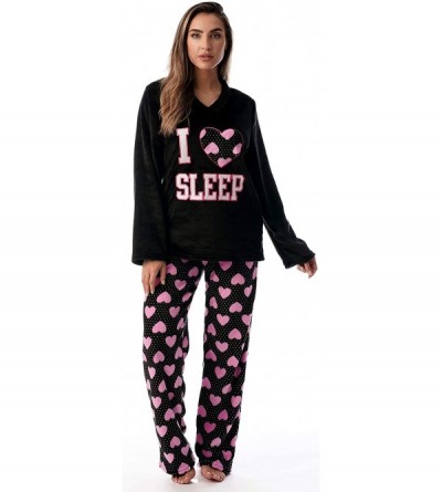 Sets Plush Pajama Sets for Women - Black - I Heart Sleep - CT18EWSSSG4 $23.40