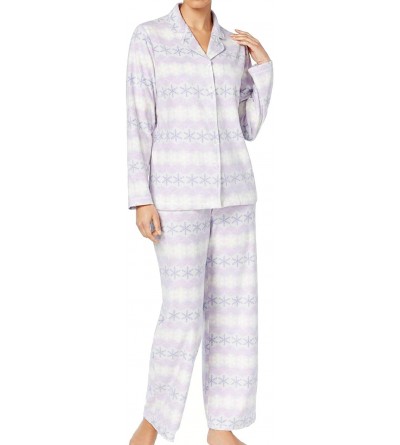 Sets Club Fleece Button Up Pajama Set - Purple Snowflake - CE198IC67YL $37.78