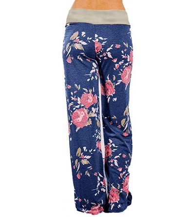 Bottoms Pants for Women Comfy Stretch Floral Print Drawstring Palazzo Wide Leg Lounge Pants 2019 Summer - Gray - CW18TA4R8KI ...
