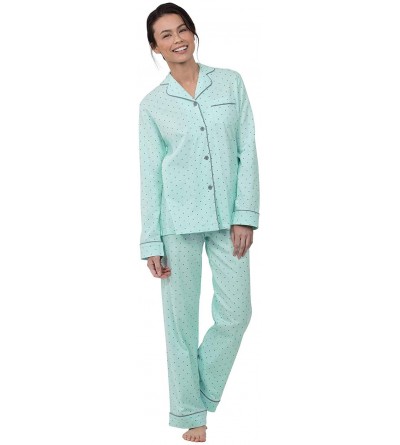 Sets Pajama Set for Women - Cotton Jersey Pajamas Women - Mint - Polka Dot - CI1883WYII4 $34.45