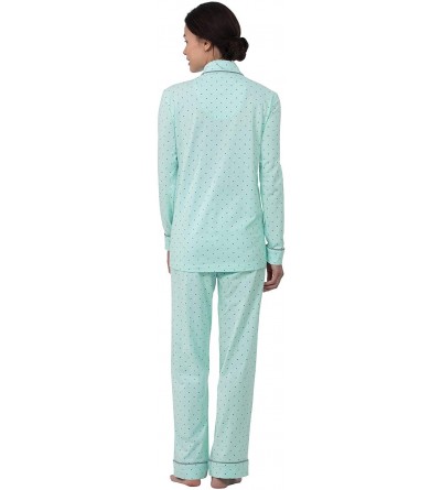 Sets Pajama Set for Women - Cotton Jersey Pajamas Women - Mint - Polka Dot - CI1883WYII4 $34.45