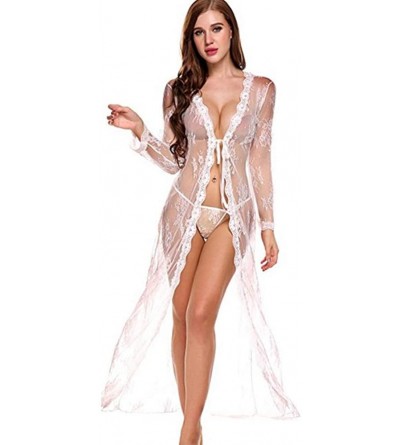 Robes Women Sexy Lingerie Lace Kimono Robe Cover up Babydoll Mesh Nightgown Chemise Long Plus Size Dress Maternity Pregnant R...