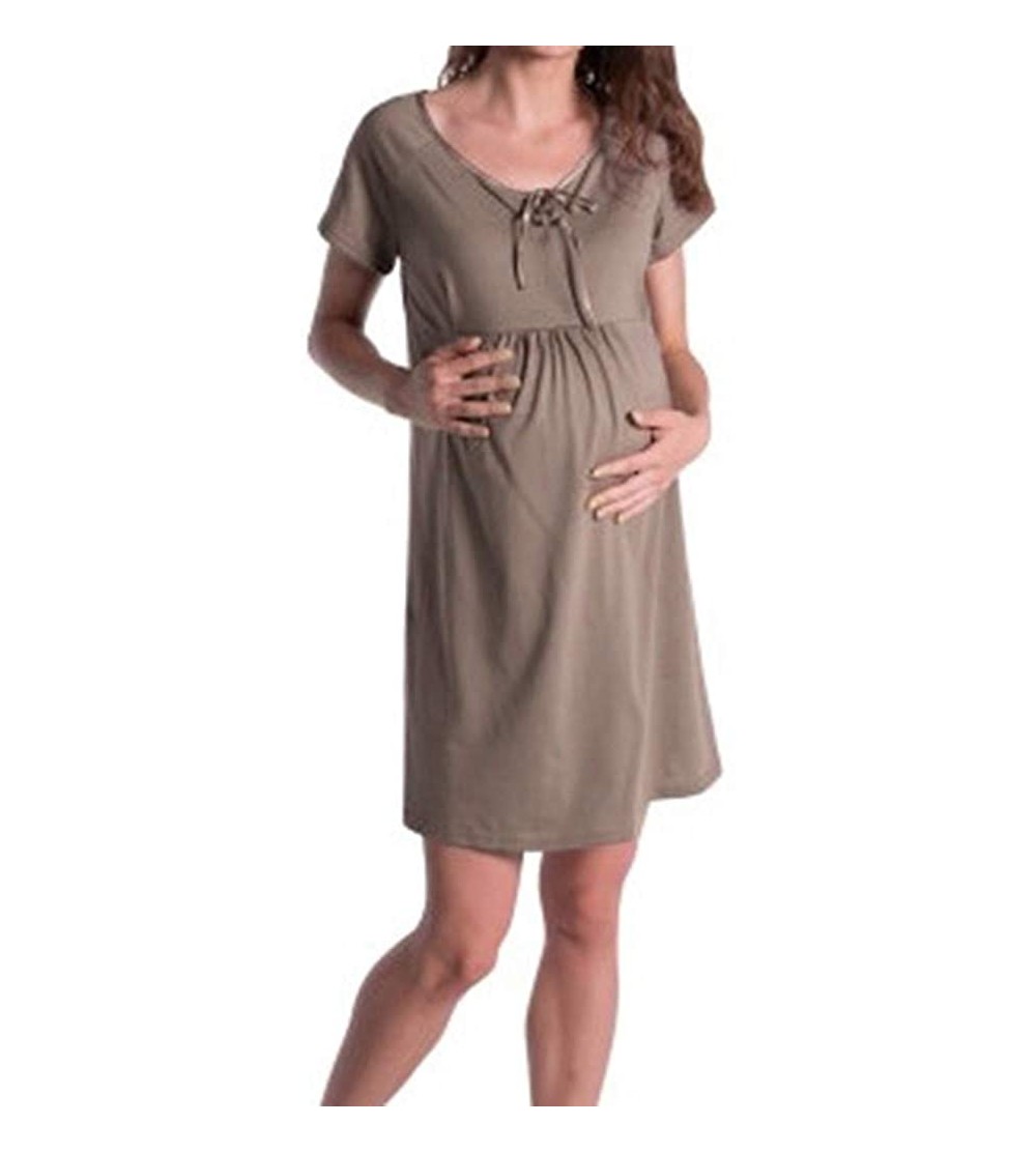 Nightgowns & Sleepshirts Womens Delivery/Labor/Maternity/Nursing Nightgown Pregnancy Gown Short Sleeeve Breastfeeding Dress f...