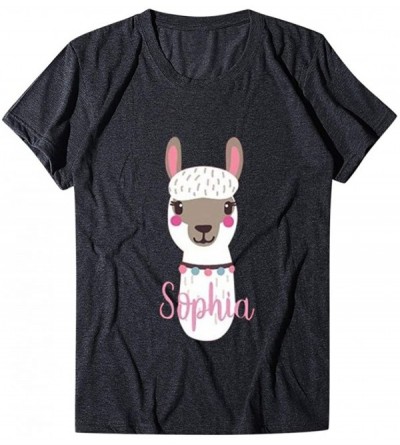 Nightgowns & Sleepshirts Printed T-Shirt- Summer Women's Alpaca Short Sleeve Round Neck Plus Size top - Dark Gray - C81943LK0...