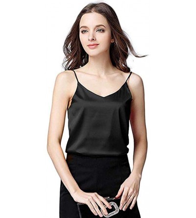 Thermal Underwear Tank Crop Tops Women Sexy Silk Ladies Tops Camisole Bottom Blouse Soft Satin Shirt - Black - CT18NCNK8HX $2...