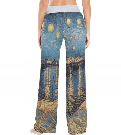 Bottoms Starry Sky Beach Couple Bridge Women Loose Palazzo Casual Drawstring Sleepwear Print Yoga Pants - CB19D8UR36L $19.11