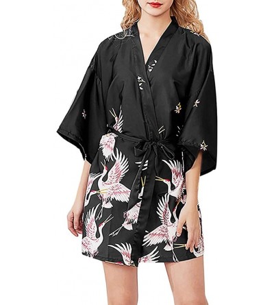 Robes Satin Robes for Women Womens Sexy Lingerie Kimono Robe Satin Lounge Bridesmaids Short Style Nightgown Sleepwear Black 2...