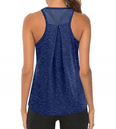 Nightgowns & Sleepshirts Women Workout Tops Mesh Racerback Tank Yoga Shirts Gym Clothes - K-dark Blue - C6190ZXH3L6 $15.44