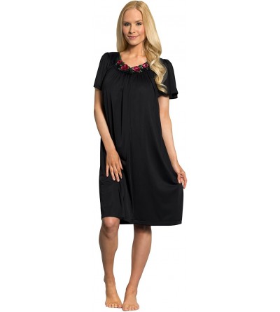 Nightgowns & Sleepshirts Women's Petals 40 Inch Short Flutter Sleeve Waltz Gown - Black - CS1110QVD83 $29.14