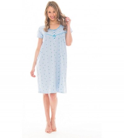 Nightgowns & Sleepshirts Soft Breathable Nightshirt for Women - 40" Skyway Blue Floral - CW1809W5LKC $17.30