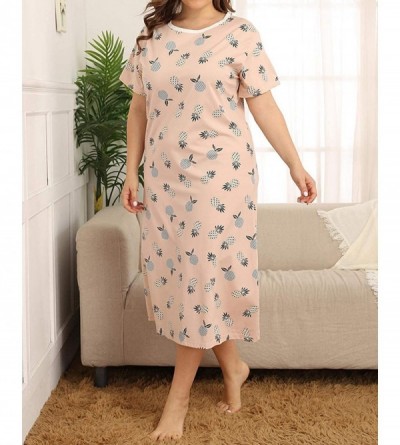 Nightgowns & Sleepshirts Women's Plus Size Nightgown Loungewear Long Cotton Sleepwear Casual Short Sleeve Full Length Sleepdr...