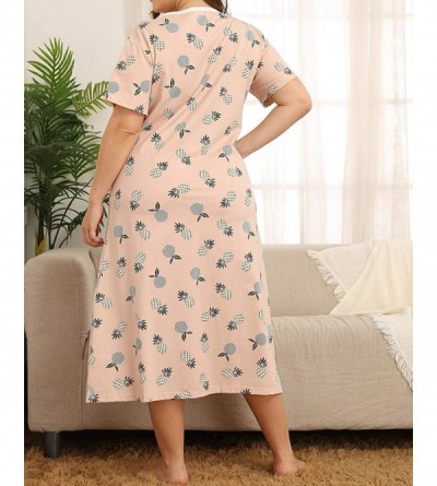 Nightgowns & Sleepshirts Women's Plus Size Nightgown Loungewear Long Cotton Sleepwear Casual Short Sleeve Full Length Sleepdr...