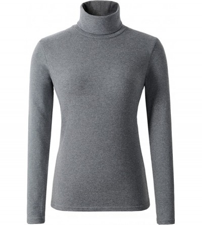 Thermal Underwear Women's Soft Cotton Turtleneck Top Basic Pullover Sweater - Dark Gray - C3186U0NMMM $16.32