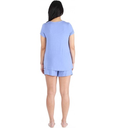 Sets Women's Sleepwear Short Sleeve Top and Shorts Pajama Set - Solid Lavender - CN12LH5CBS7 $19.91