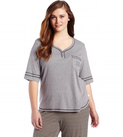 Tops Women's Pajama Top 3/4 Sleeve Shirt Pj - Grey - CD110N6MD35 $24.42