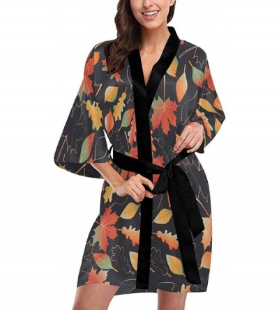 Robes Custom Colorful Maple Leaf Women Kimono Robes Beach Cover Up for Parties Wedding (XS-2XL) - Multi 4 - CE194X55XX9 $53.31