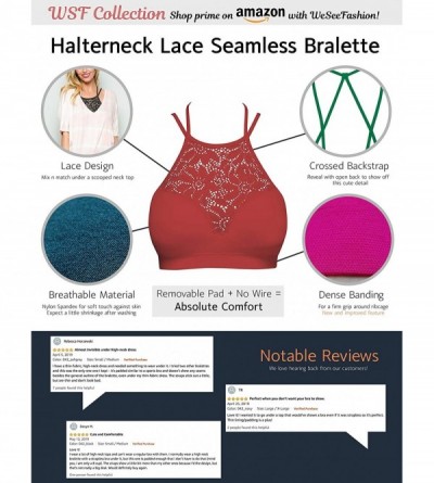 Bras Lace Halter Neck Padded Bralette - Floral Lace Seamless Bra - 042_copper - CD18R2W7II6 $12.72