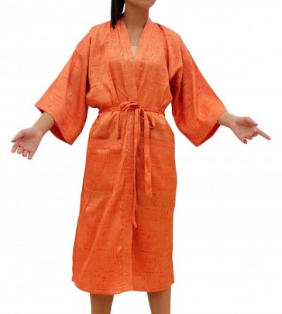 Robes Thai Silk Lazy Sundays Night Gown Light Throwover Robe - Orange - CJ1895SAOK3 $17.52