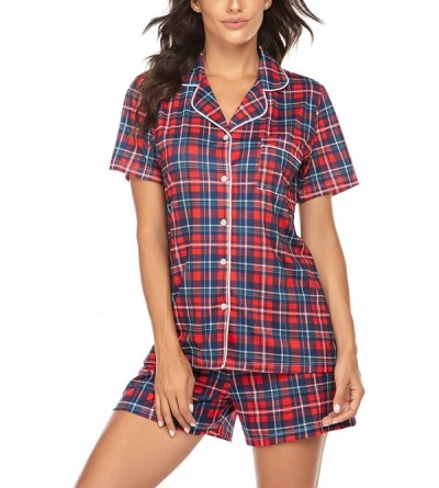 Sets Pajamas Set Short Sleeve Sleepwear Womens Button Down Nightwear Soft Pj Lounge Sets XS-XXL - Ydl2 - CW18ZUW3Z5K $23.24