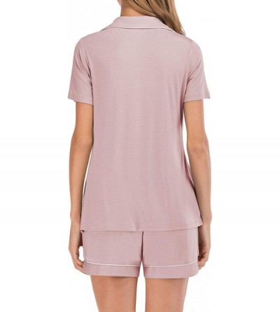 Sets Women's Pajamas Short Sleeve Set Soft Elegant Modal Sleepwear Pj Sets with Pocket - Rosybrown - CK19CA6MD59 $32.30