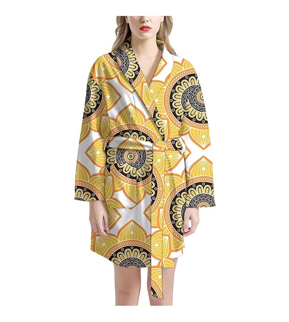 Robes Women Kimono Robes Lightweight Soft Robe Bathrobe Casual Sleepwear Ladies Loungewear Pajamas - Mandala Yellow - CL19836...