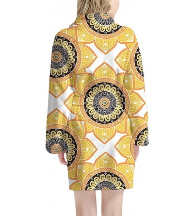 Robes Women Kimono Robes Lightweight Soft Robe Bathrobe Casual Sleepwear Ladies Loungewear Pajamas - Mandala Yellow - CL19836...