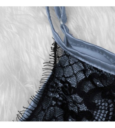 Robes Satin Silk Pajamas Bow Nightdress Lingerie Women Underwear Sleepwear Satin - Blue - C4195205AZ3 $11.99