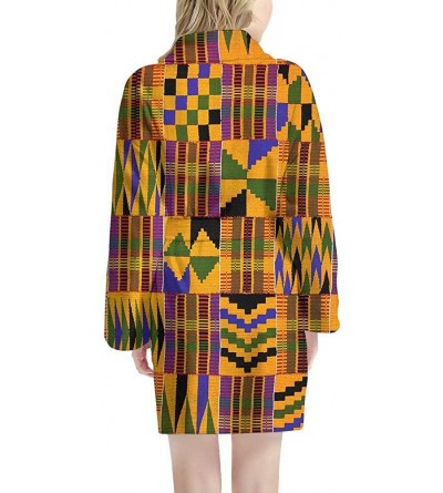 Robes Women Bathrobe with Pockets Sleepwear Long Sleeve Lightweight Pajama Nightgown - African - CF1976L6CYS $43.27