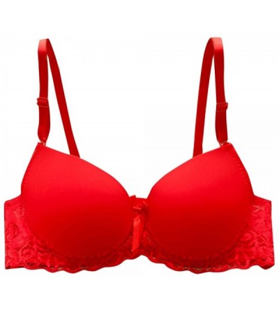 Robes Support Bra for Women- Women Sexy Lace Push Up Bras Tank Cami Crop Underwear - Red - C118XTYC796 $7.52