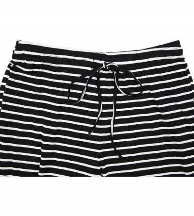 Bottoms Women Pajama Capri Pants 100% Cotton Lounge Pants with Pockets Sleepwear - Black (95cotton5spandex) - CK18TQY9ACO $16.24