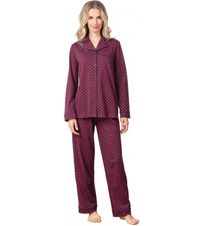 Sets Pajama Set for Women - Cotton Jersey Pajamas Women - Burgundy - CM18CD84GR5 $100.40