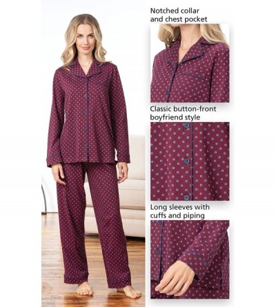 Sets Pajama Set for Women - Cotton Jersey Pajamas Women - Burgundy - CM18CD84GR5 $36.81