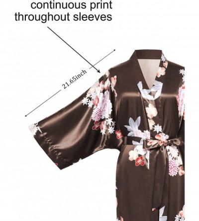 Robes Long Print Kimono Robe Blouse Kimono Cover Up Loose Cardigan Top Outwear - Coffee - CE190WRR9G4 $37.05