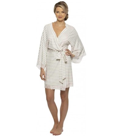 Robes Women's Jersey Lace Robe - Gray- White - CL18I9LE7O4 $14.40