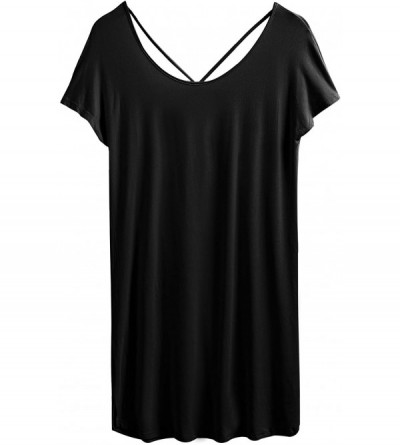 Nightgowns & Sleepshirts Nightgowns for Women Short Sleeve Sleepwear Soft Comfy Nightshirts Sexy Back Night Dress with Eye Ma...
