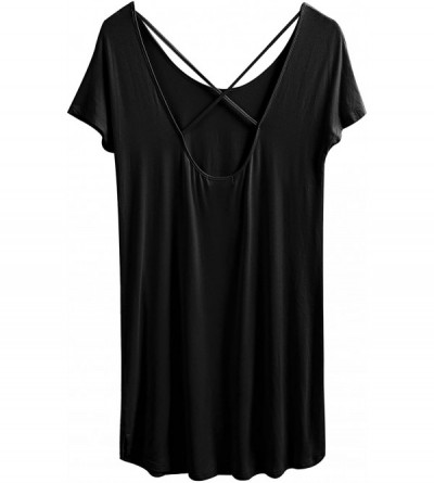 Nightgowns & Sleepshirts Nightgowns for Women Short Sleeve Sleepwear Soft Comfy Nightshirts Sexy Back Night Dress with Eye Ma...