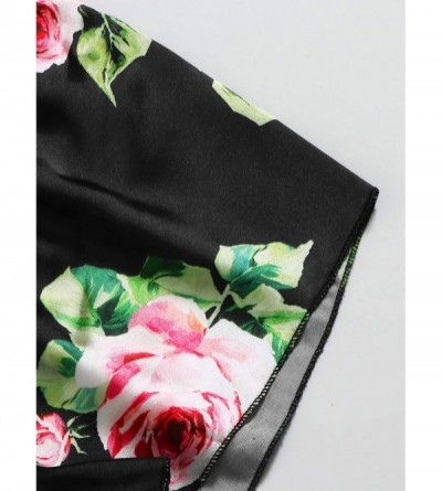 Sets Women's Satin Pajamas Set Floral Print Sleeveless Nightwear Cami Shorts Sleepwear Pjs - Black - C41906NMQ6M $13.87