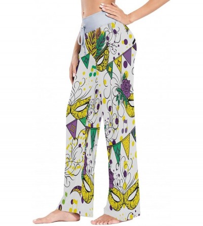 Bottoms Colorful Mardi Gras Seamless Pattern Women Loose Palazzo Casual Drawstring Sleepwear Print Yoga Pants - CN19CST3R5A $...