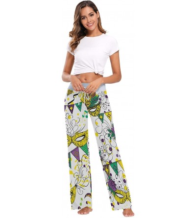 Bottoms Colorful Mardi Gras Seamless Pattern Women Loose Palazzo Casual Drawstring Sleepwear Print Yoga Pants - CN19CST3R5A $...