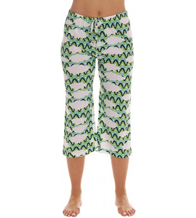 Bottoms 100% Cotton Women Pajama Capri Pants Sleepwear - Chevron Sky - Blue - CF12O6IT3F5 $13.93