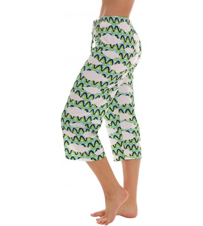 Bottoms 100% Cotton Women Pajama Capri Pants Sleepwear - Chevron Sky - Blue - CF12O6IT3F5 $13.93