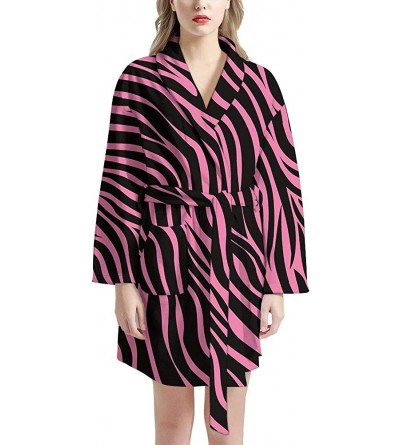 Robes Women Kimono Robes Lightweight Soft Robe Bathrobe Casual Sleepwear Ladies Loungewear Pajamas - Zebra Printed-pink - CY1...