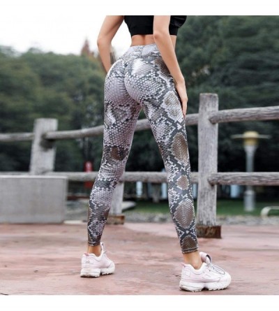 Tops High Waist Yoga Pants Stretch Workout Leggings for Womans Tummy Control Gym Pants - Khaki - CD18UAAGLR8 $10.37