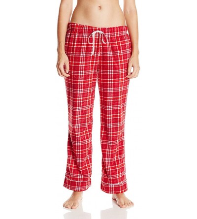 Bottoms Women's Plush Micro-Fleece Pajama Pants - White Plaid - CG12JEYKHZ7 $14.71