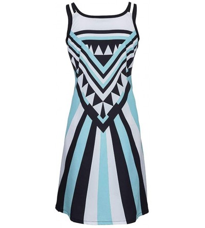 Thermal Underwear Womens Mini Dresses Boho Sleeveless Dress A-Line Tunic Tank Sundress - 3 Light Blue - CL18RXQ0I3C $12.82