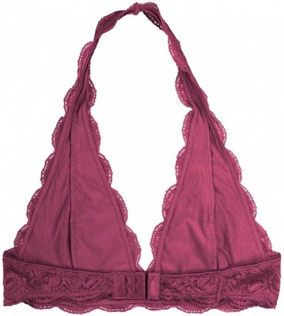 Bras Women's Lace Halter Bralette - Burgundy - C618E43UXO4 $28.68