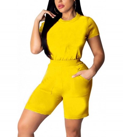 Sets 2 Pieces Outfit for Women - Casual Pullover Tops + Skinny Pants Set Womens Tracksuit Sweatsuits - Y - Yellow - C519CD52H...