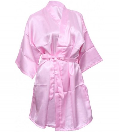 Robes Women Nightgowns Short Kimono Robes Maid of Honor Bridesmaid Solid Color Dressing Gown Bridal Party Robe (Pink) for Par...
